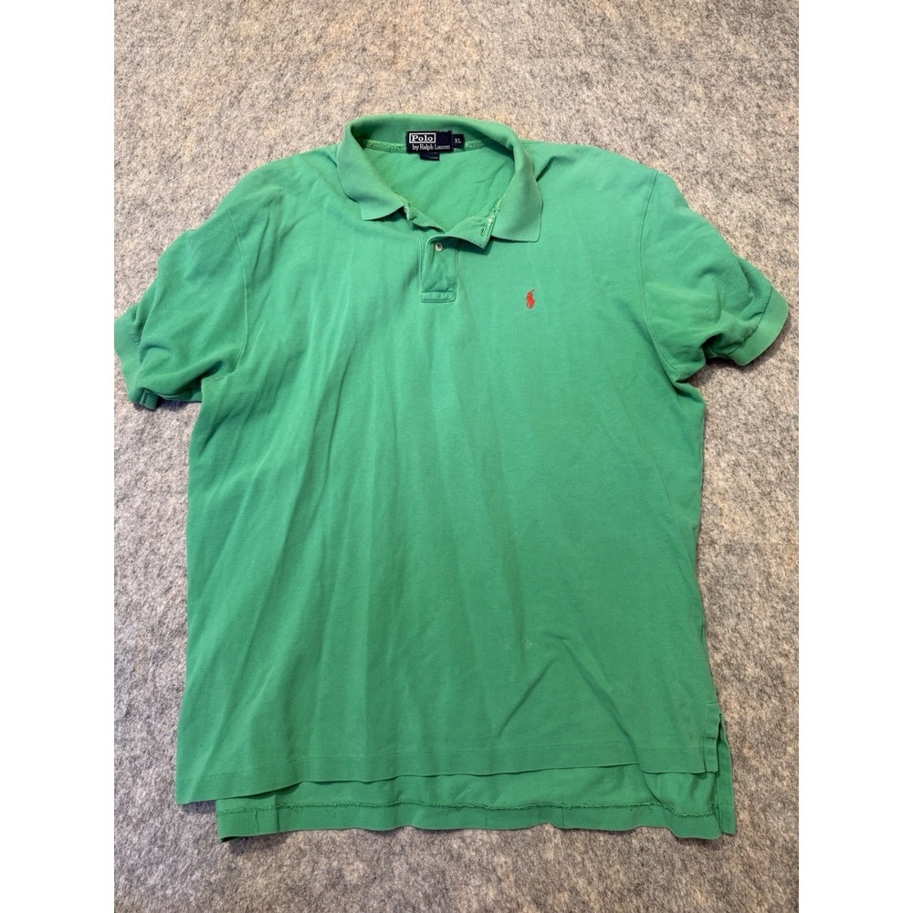 Polo Ralph Lauren Polo Shirt Mens XL Green Red Pony Cotton Mesh Short Sleeve